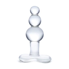 Прозрачная анальная пробка-елочка с 3 шариками Butt Plug with Tapere Base - 11 см.