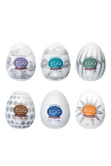 Набор из 6 мастурбаторов Tenga EGG Hard Boiled с различным рельефом