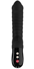 Чёрный вибратор с рёбрышками Tiger Black Line - 22,3 см.